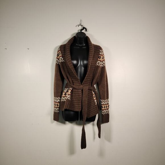 ST JOHNS BAY Cardigan Sweater Women PM Chocolate Red Shawl Collar Cabincore Cozy - Picture 1 of 9